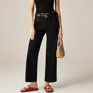 J.Crew Sailor Slim Wide Leg Patch Pocket Chino Pant Black Size 32 Petite NWT